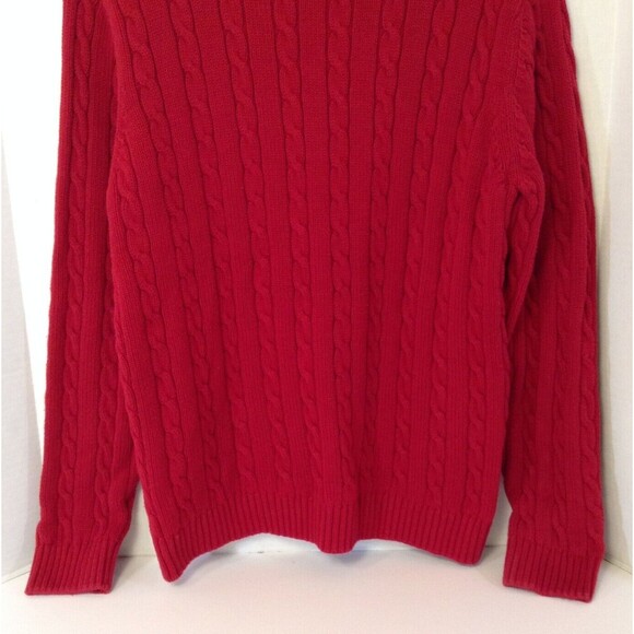 Ralph Lauren Chaps Sweater Men L Red Fisherman Cable Knit Chunky Preppy Y2K 90s - Picture 10 of 12